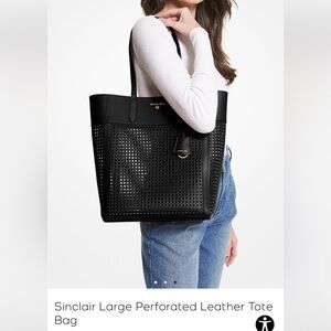 NWT Authentic Michael Kors Sinclair Large Perforated Leather Tote Bag 🖤✨